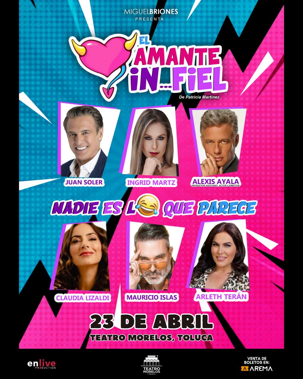 “El Amante Infiel” llegará al Teatro Morelos de Toluca con un elenco estelar este 23 de abril